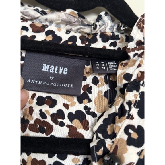 Anthropologie Maeve Katia Ruffled Button Down Leopard Print‎ Top Size 16 - Picture 5 of 8